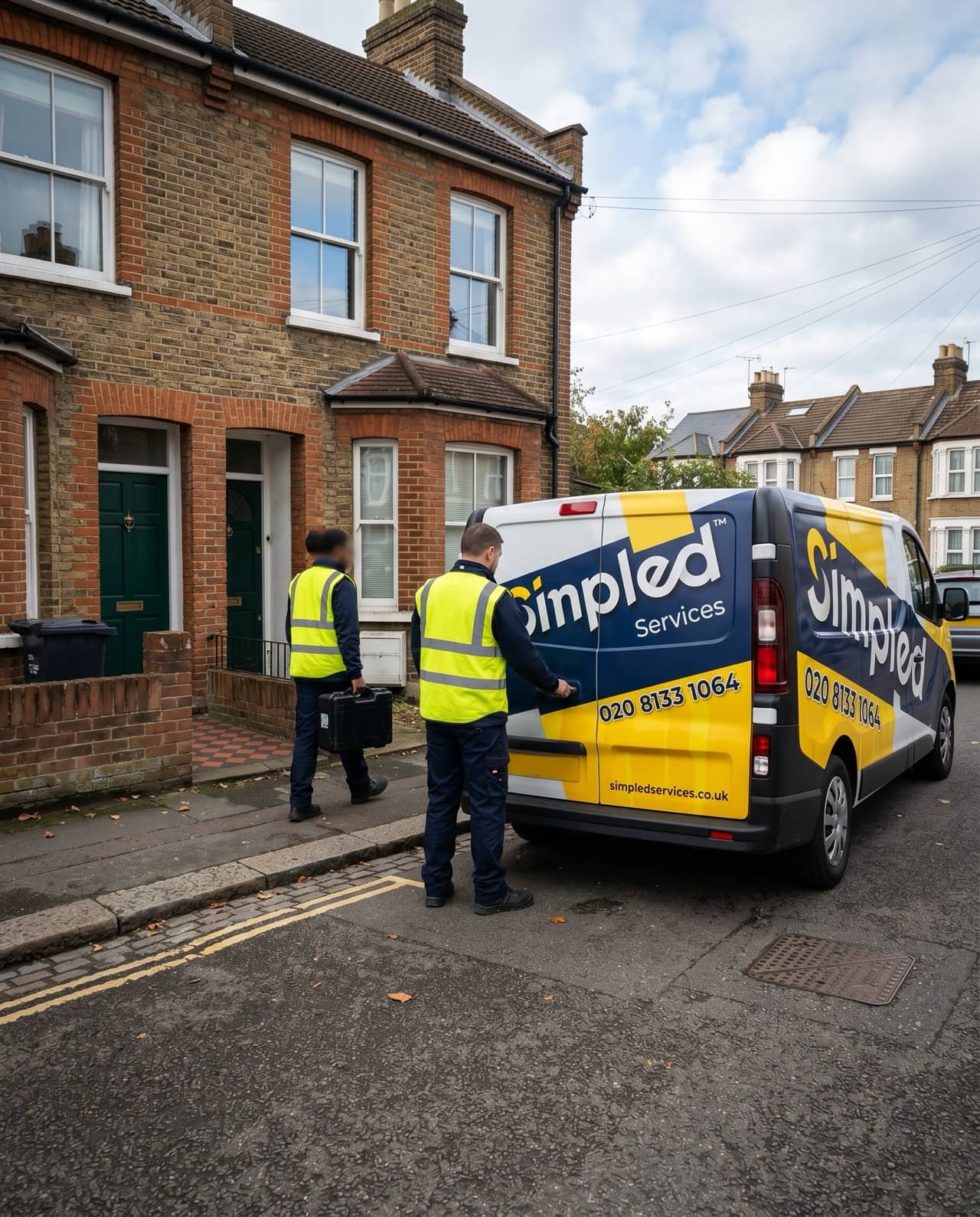 Simpled Services operative arriving at a property, ready to start work