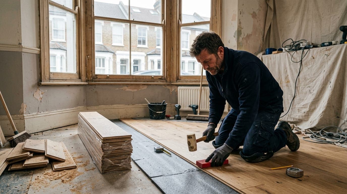 Refurbishment team renovating a residential interior
